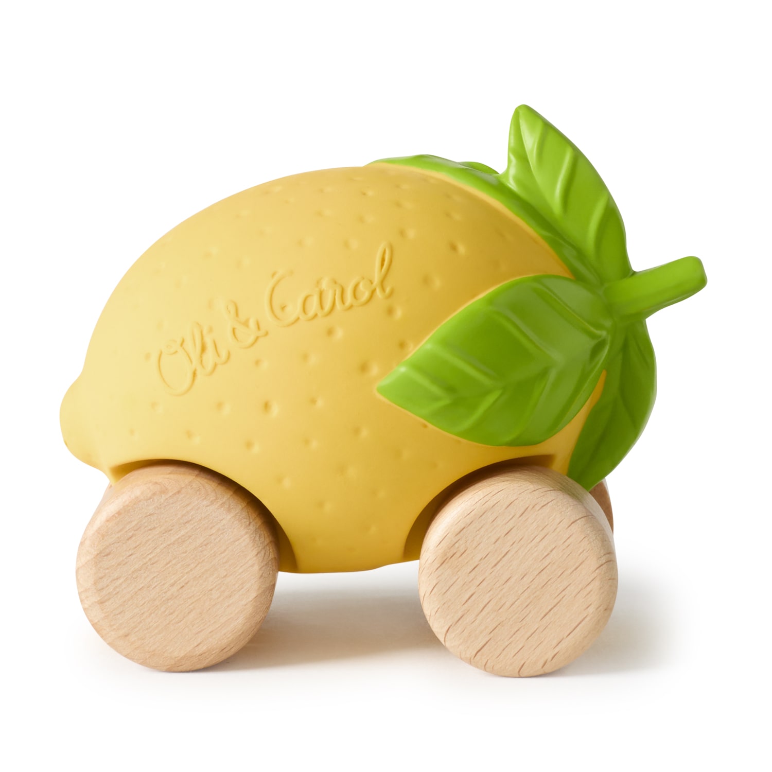 Машинка Lou the Lemon, игрушка-прорезыватель на деревянных колёсах